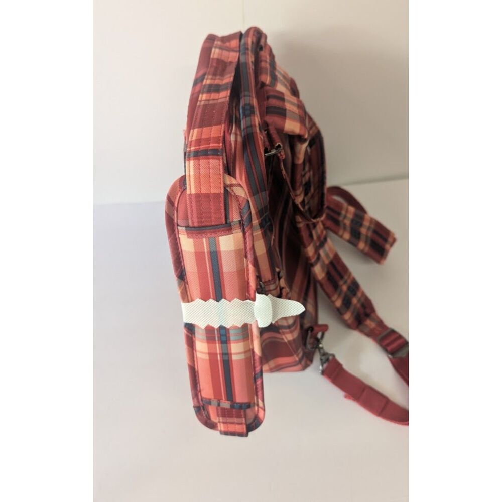 NWT Lug Mini Puddle Jumper Convertible Backpack Tote Bag Red Tempo Plaid Acorn - Picture 7 of 10